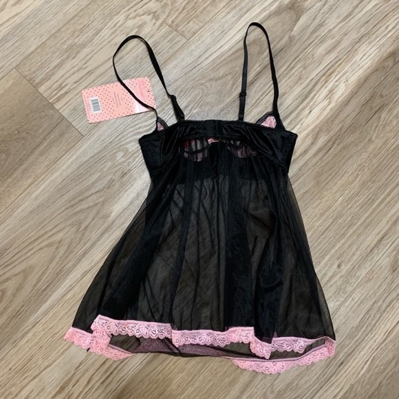 Frilly Pink Babydoll Tulle Chemise M NWT - Picture 7 of 8